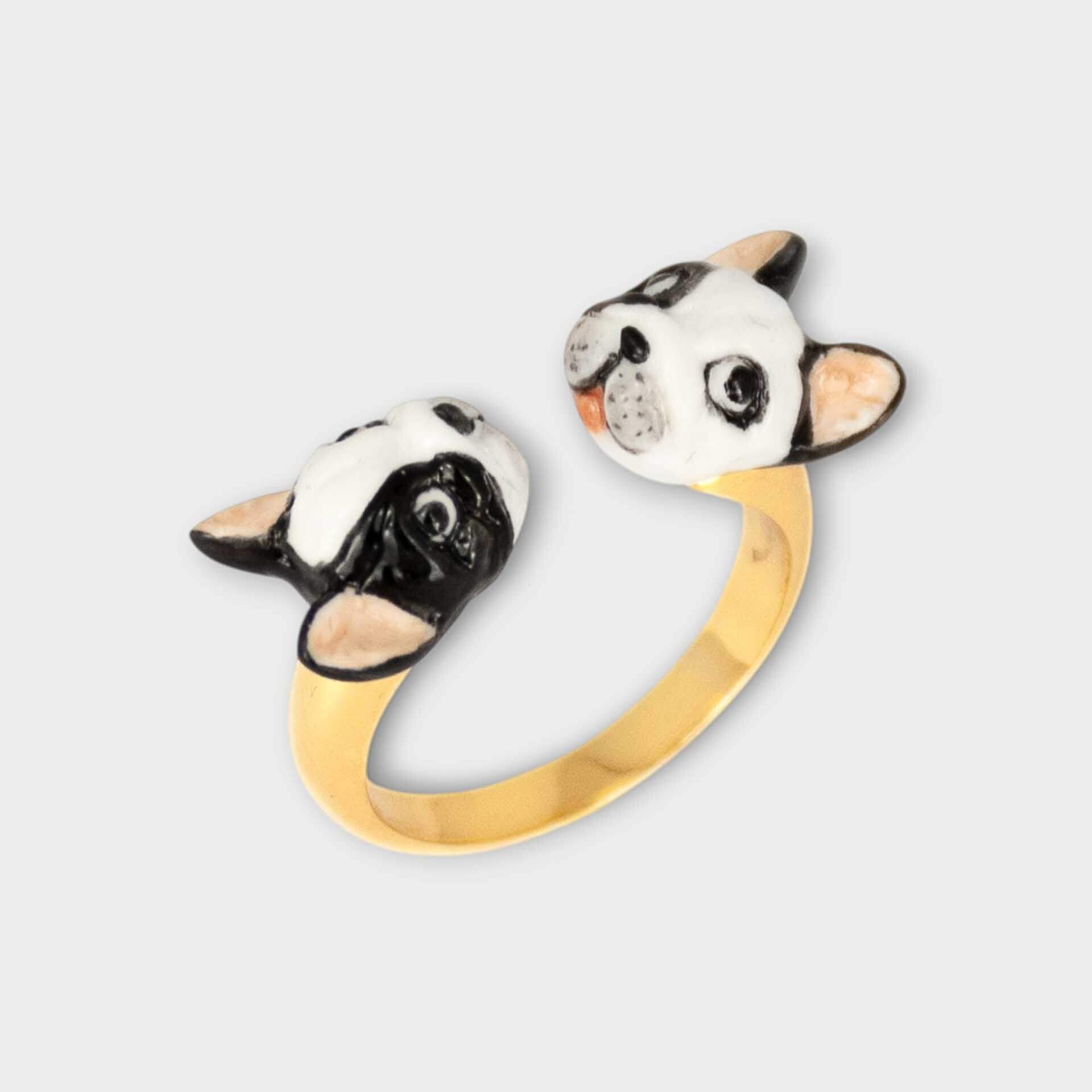 Nach Handcrafted Porcelain French Bulldog Face Ring image 0