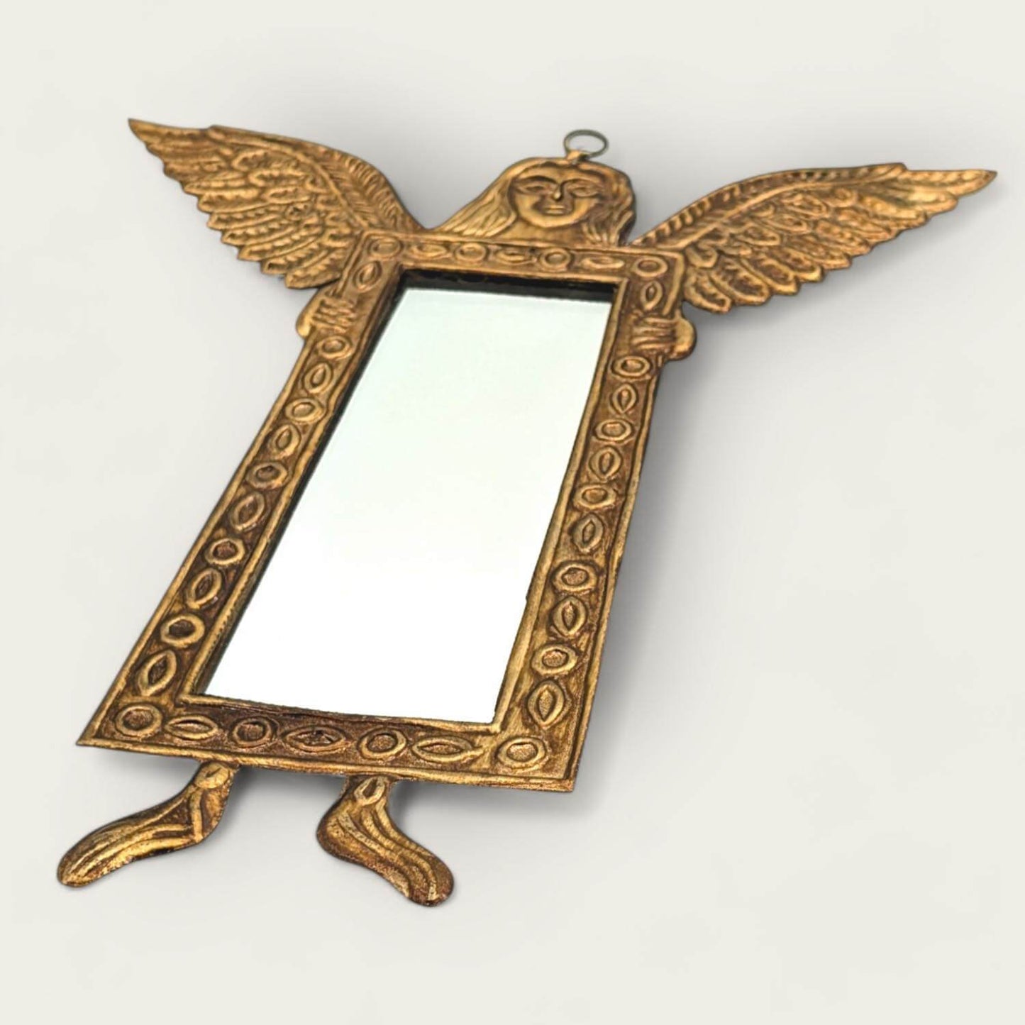 Handmade Gold Tin Angel Wall Mirror image 5