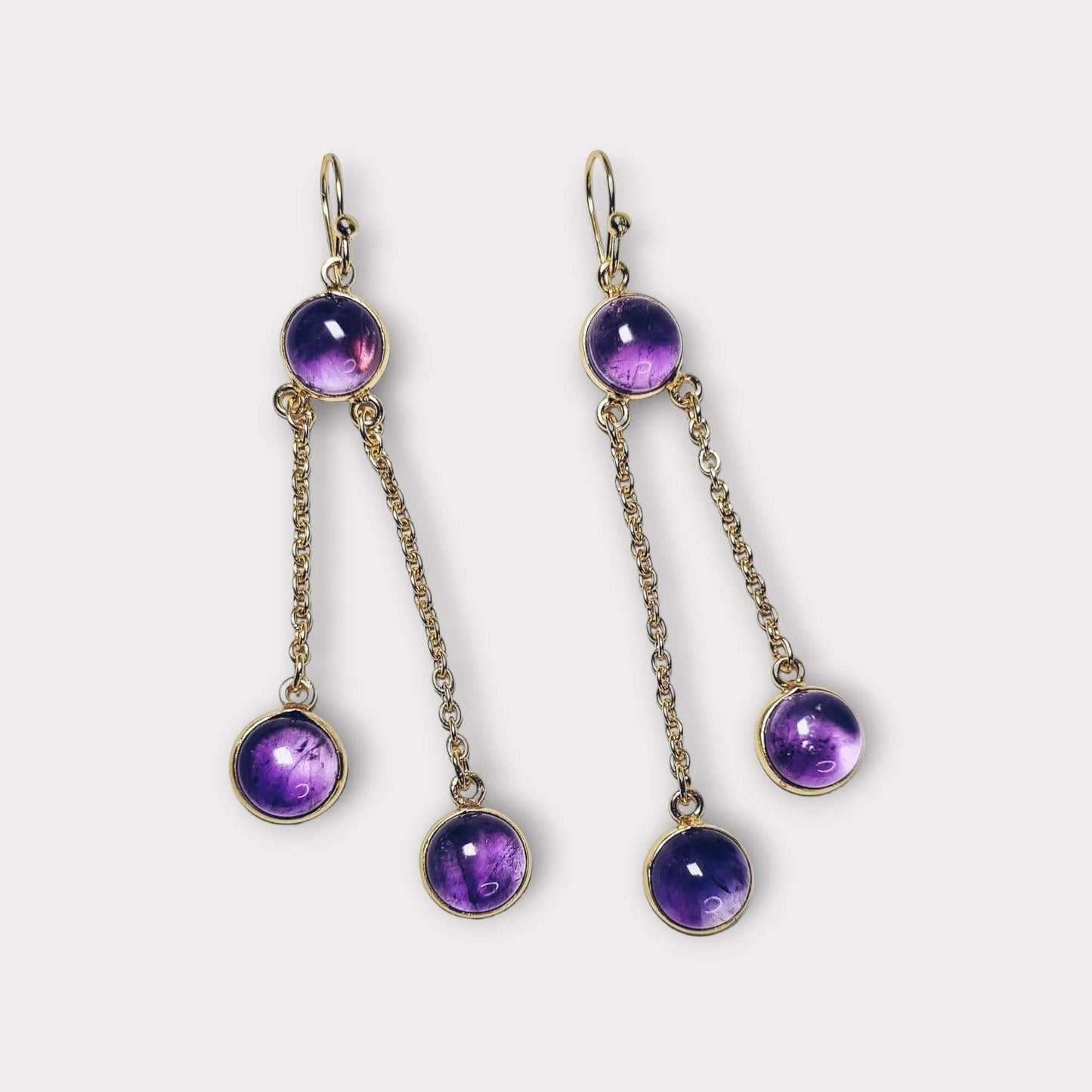 18 Carat Gold Plated Amethyst Earrings image 0