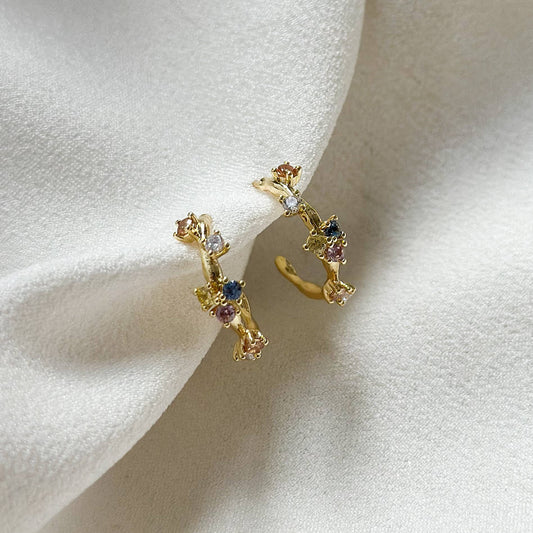18k Gold Jewelled Crystal Constellation Hoops