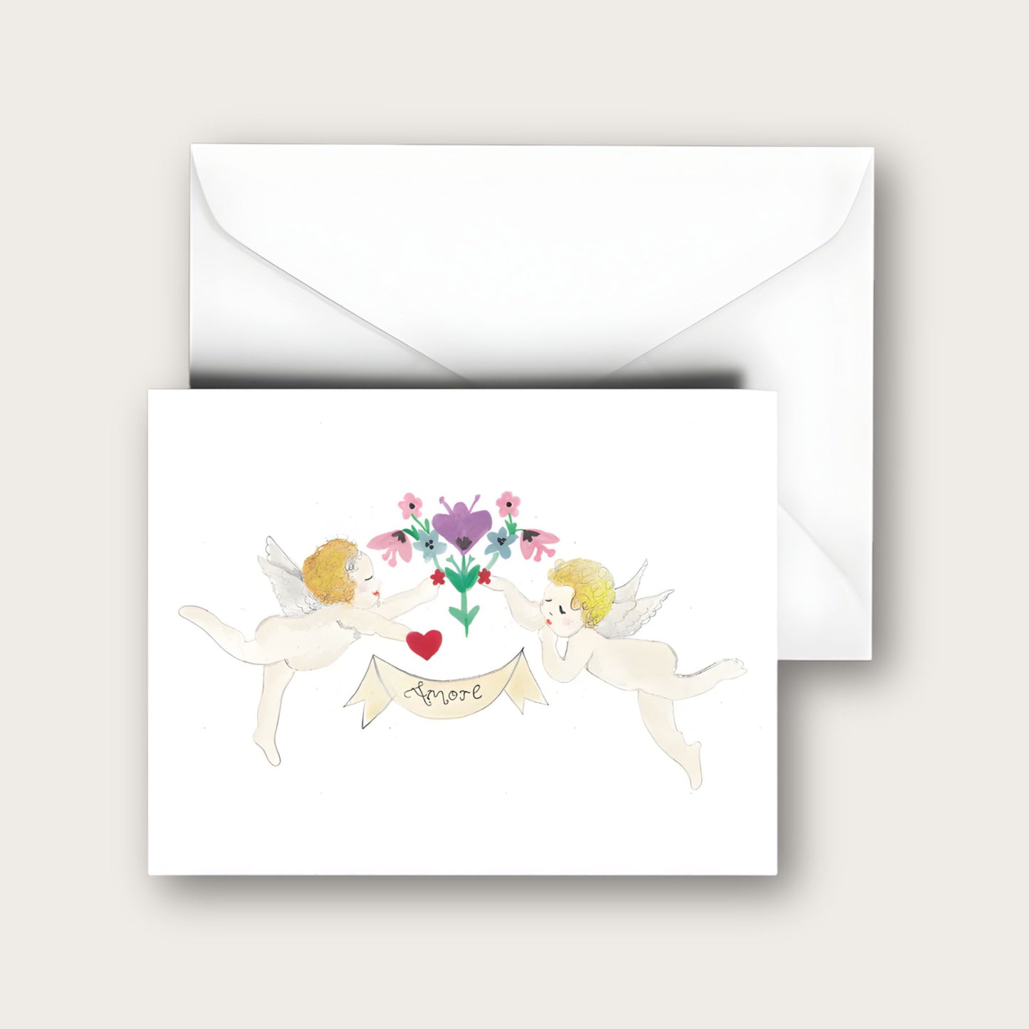 Amore Cherubs Blank Greeting Card