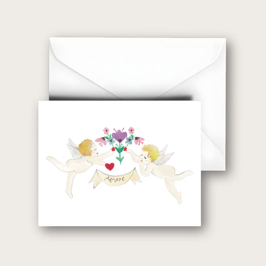 Amore Cherubs Blank Greeting Card