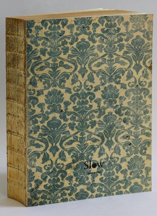 Double Sized Handmade Blue Damask Notebook with Gold Leaf