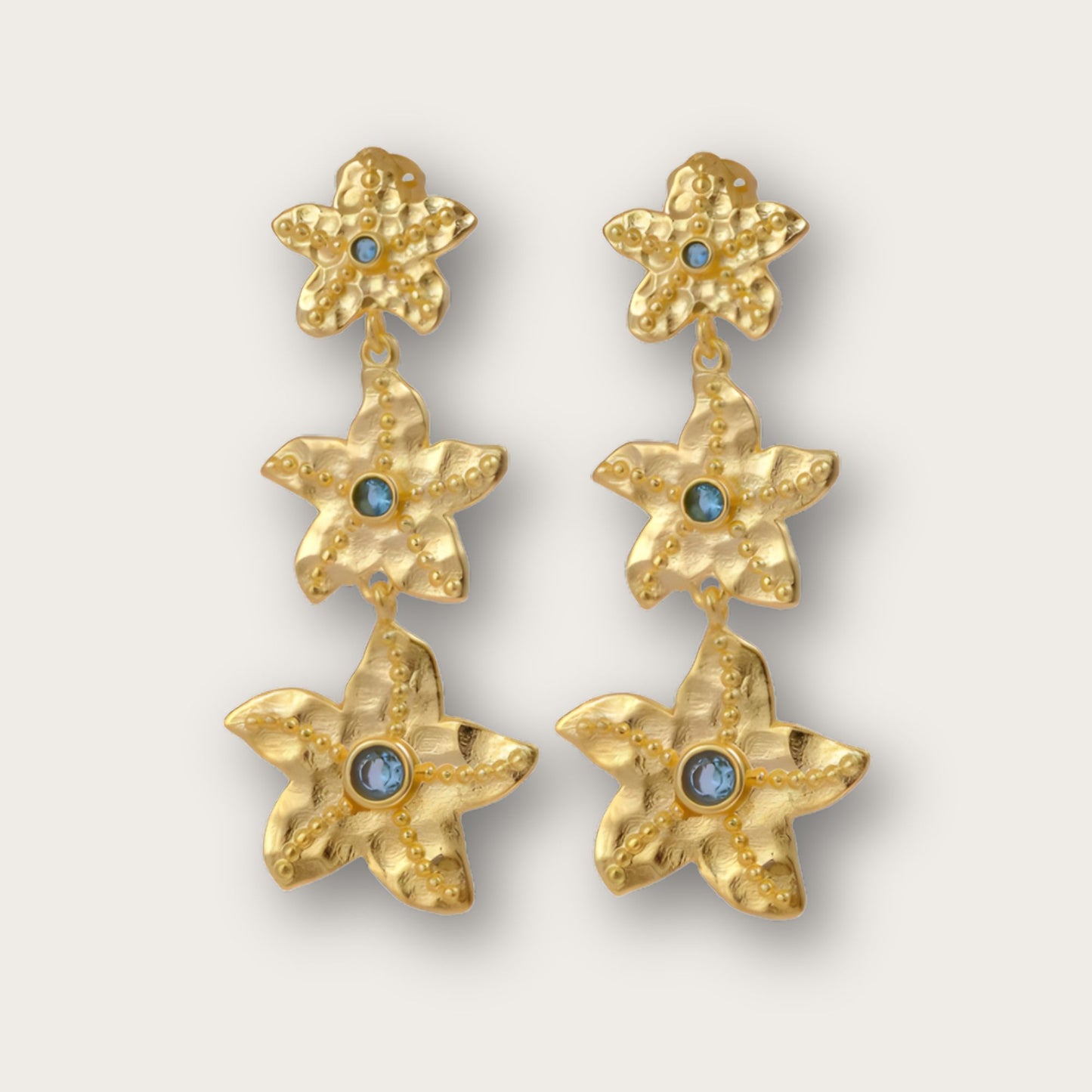 Blue Topaz Quartz Stud Ocean-Inspired Starfish Earrings