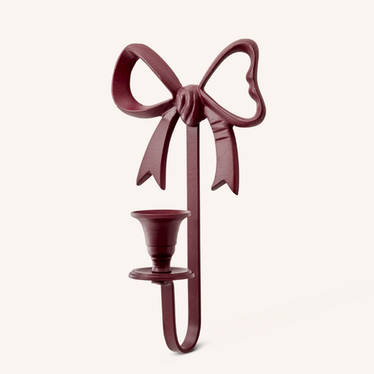 Bow Shaped Metal Candle Holder, Bordeaux