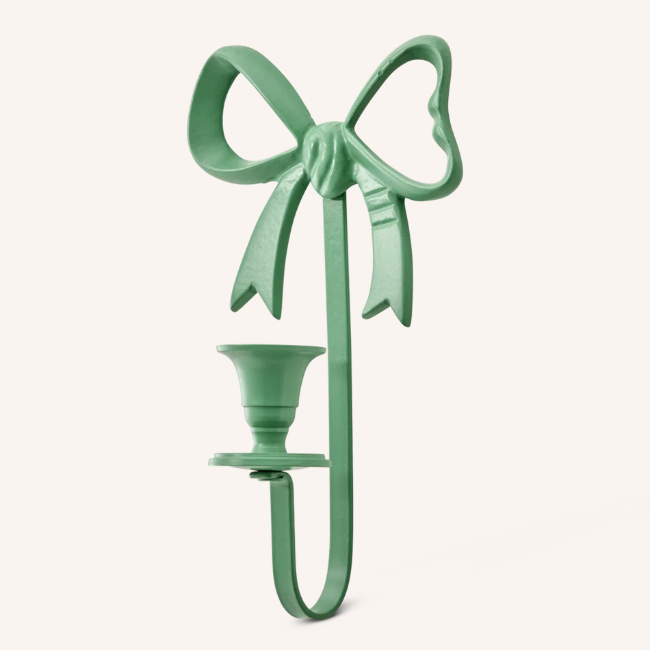 Bow Shaped Metal Candle Holder, Green