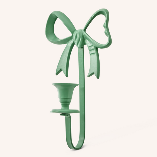 Bow Shaped Metal Candle Holder, Green