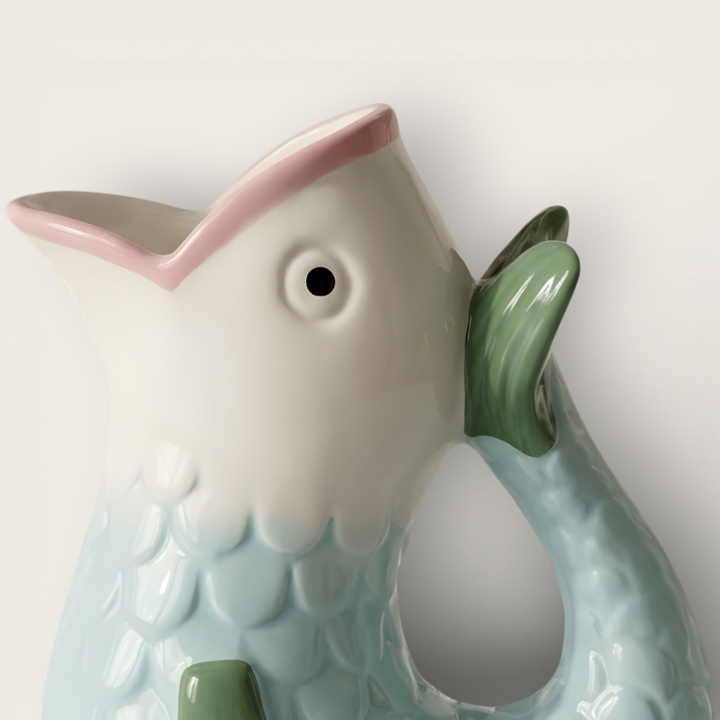 Ceramic Fish Shaped Vase, Green