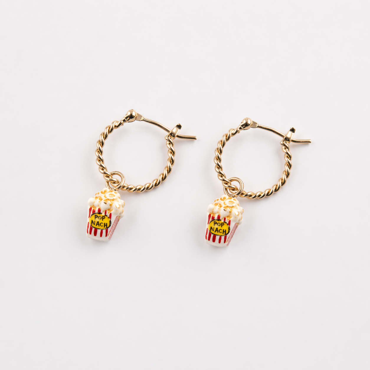 Nach Popcorn Bucket Mini Earrings, Handmade, Hand Painted