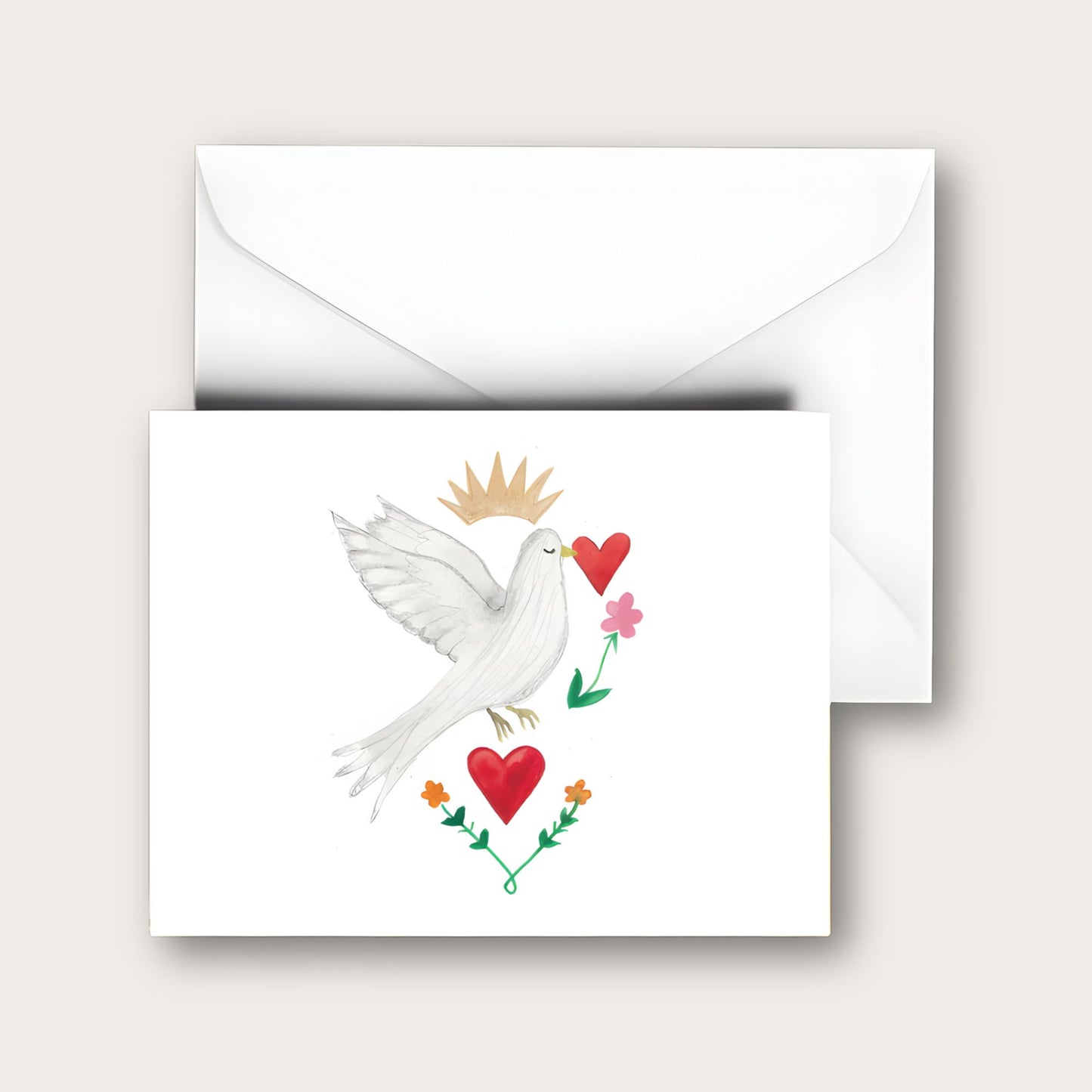 Crowned Dove Blank Greeting Card