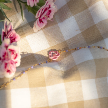 Nach Figs & Flowers Pansy Porcelain Bracelet, Handmade Hand Painted