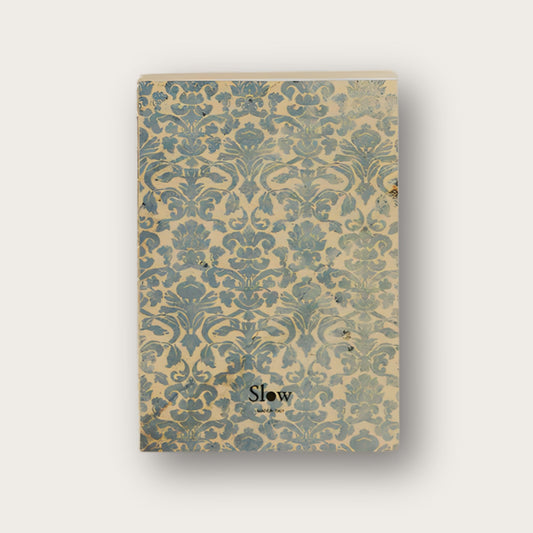 Double Sized Handmade Blue Damask Notebook with Gold Leaf