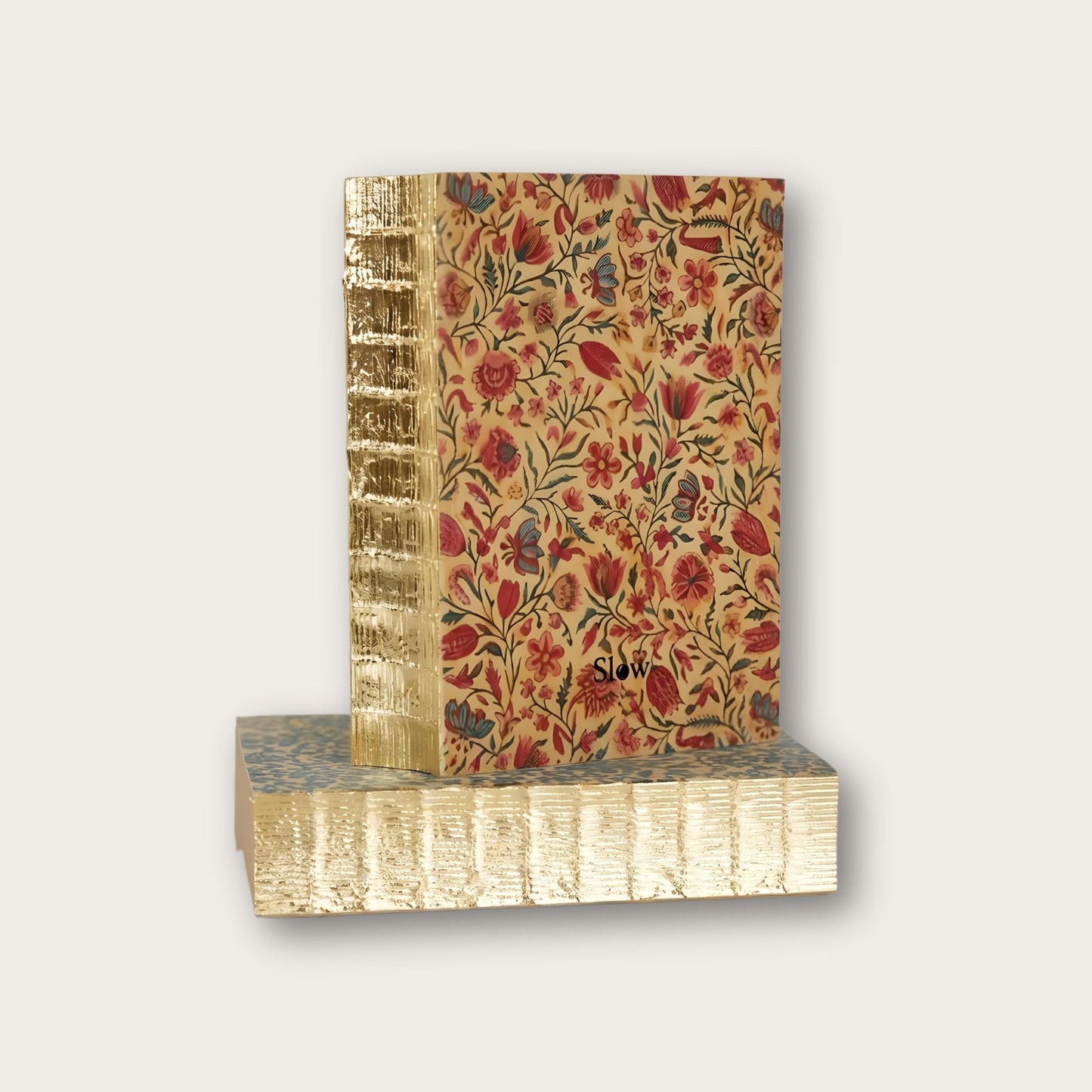 Double Sized Handmade Red Chintz Notebook with Gold Leaf