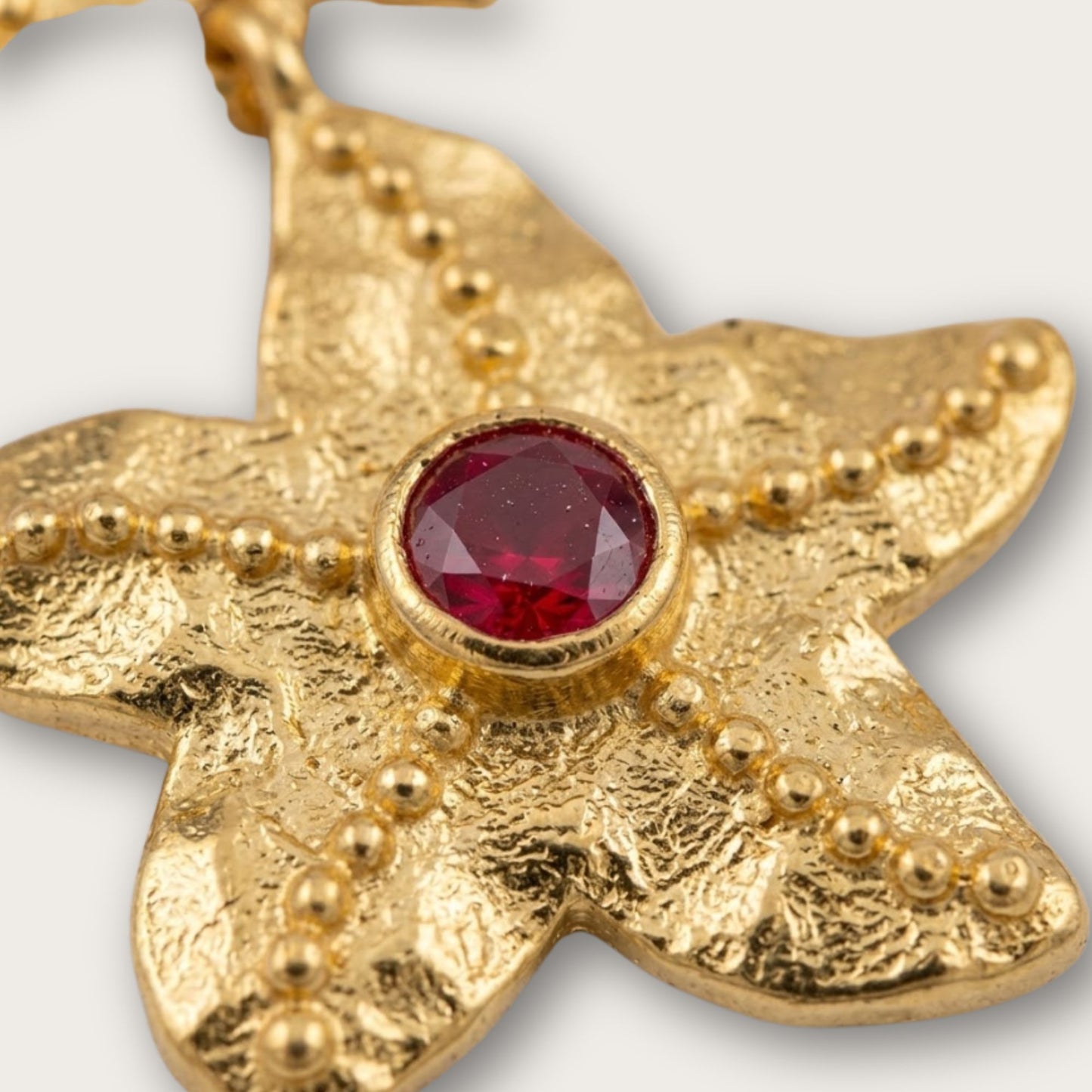 Elegant Garnet Quartz Starfish Handmade Drop Earrings