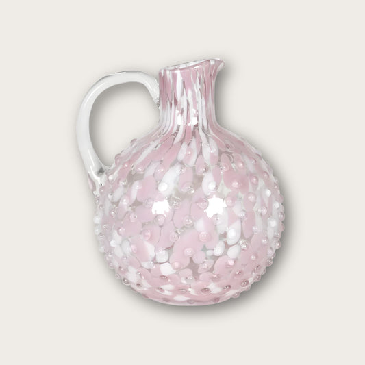 Embossed Pink Dappled Glass Water Jug