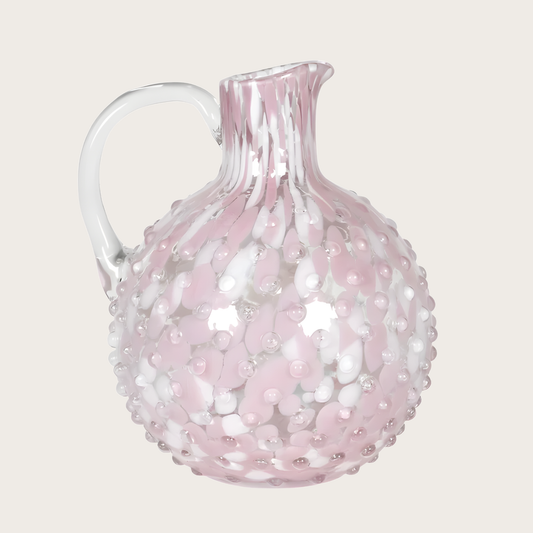 Embossed Pink Dappled Glass Water Jug