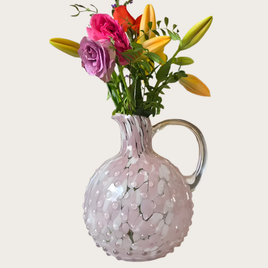 Embossed Pink Dappled Glass Water Jug