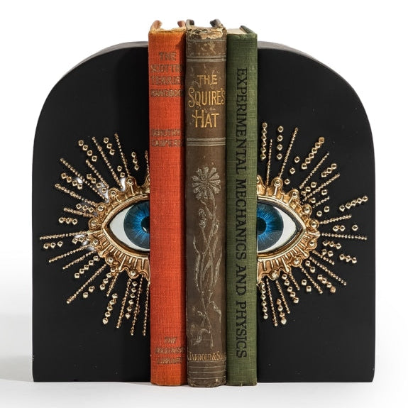 Pair of Embossed "Sunburst Eye" Bookends