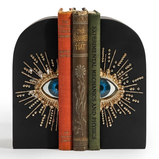 Pair of Embossed "Sunburst Eye" Bookends