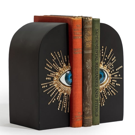 Pair of Embossed "Sunburst Eye" Bookends