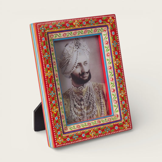 Floral Hand Painted Mango Wood Photo Frame