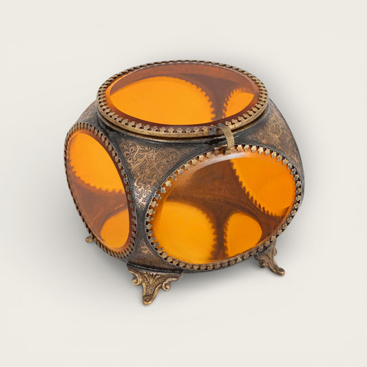 French Victorian Style Amber Trinket Box