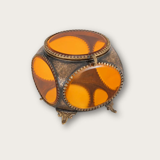French Victorian Style Amber Trinket Box
