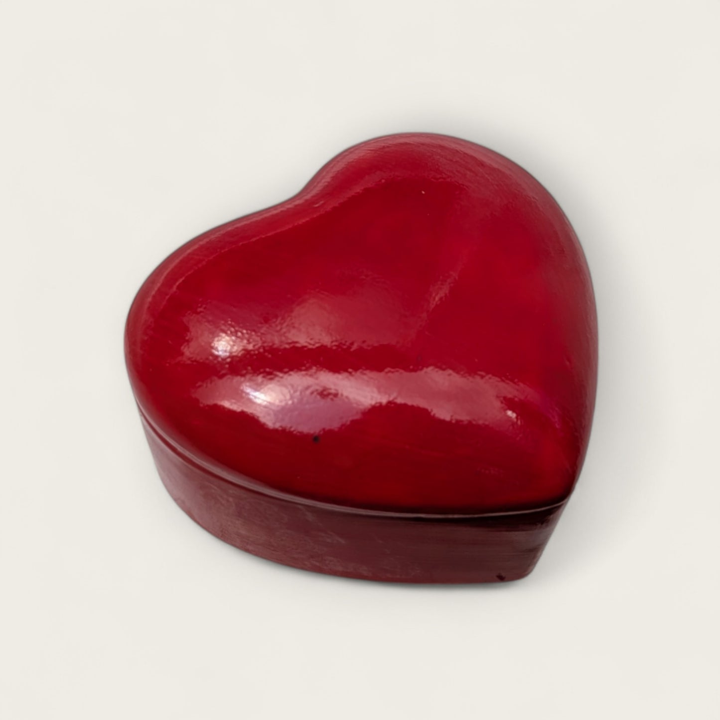 Porcelain Red Heart Trinket Box, Hand-Painted