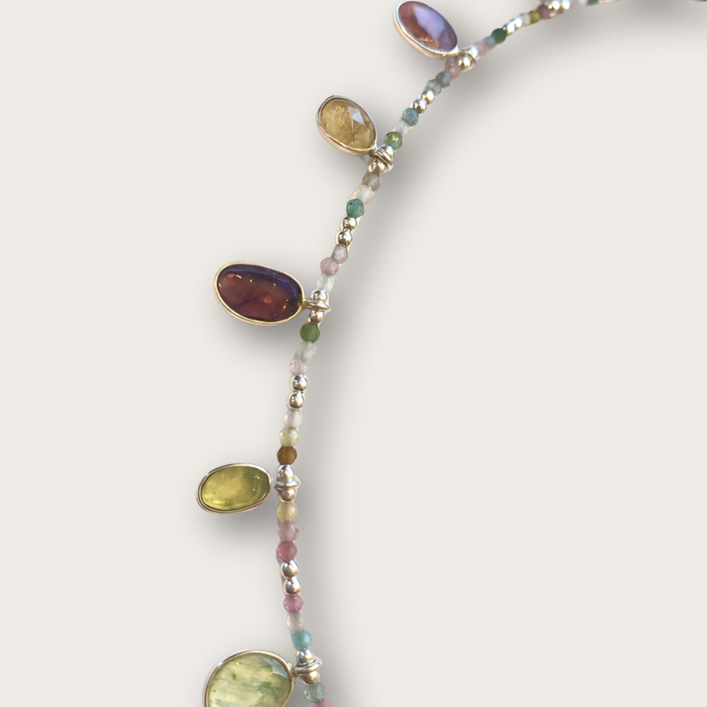 Handmade Crystal Gemstone Necklace with Multicoloured Gemstones