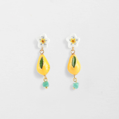 Nach Harvest Time Pear and Flower Earrings