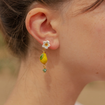 Nach Harvest Time Pear and Flower Earrings