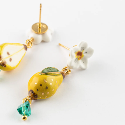 Nach Harvest Time Pear and Flower Earrings
