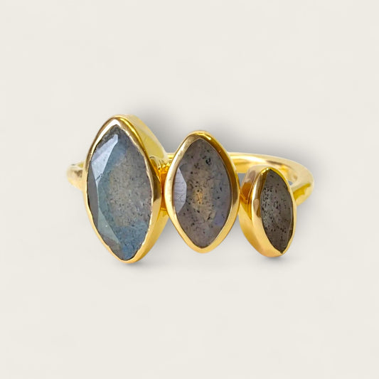 Adjustable Ring with Labradorite Stone Crystal