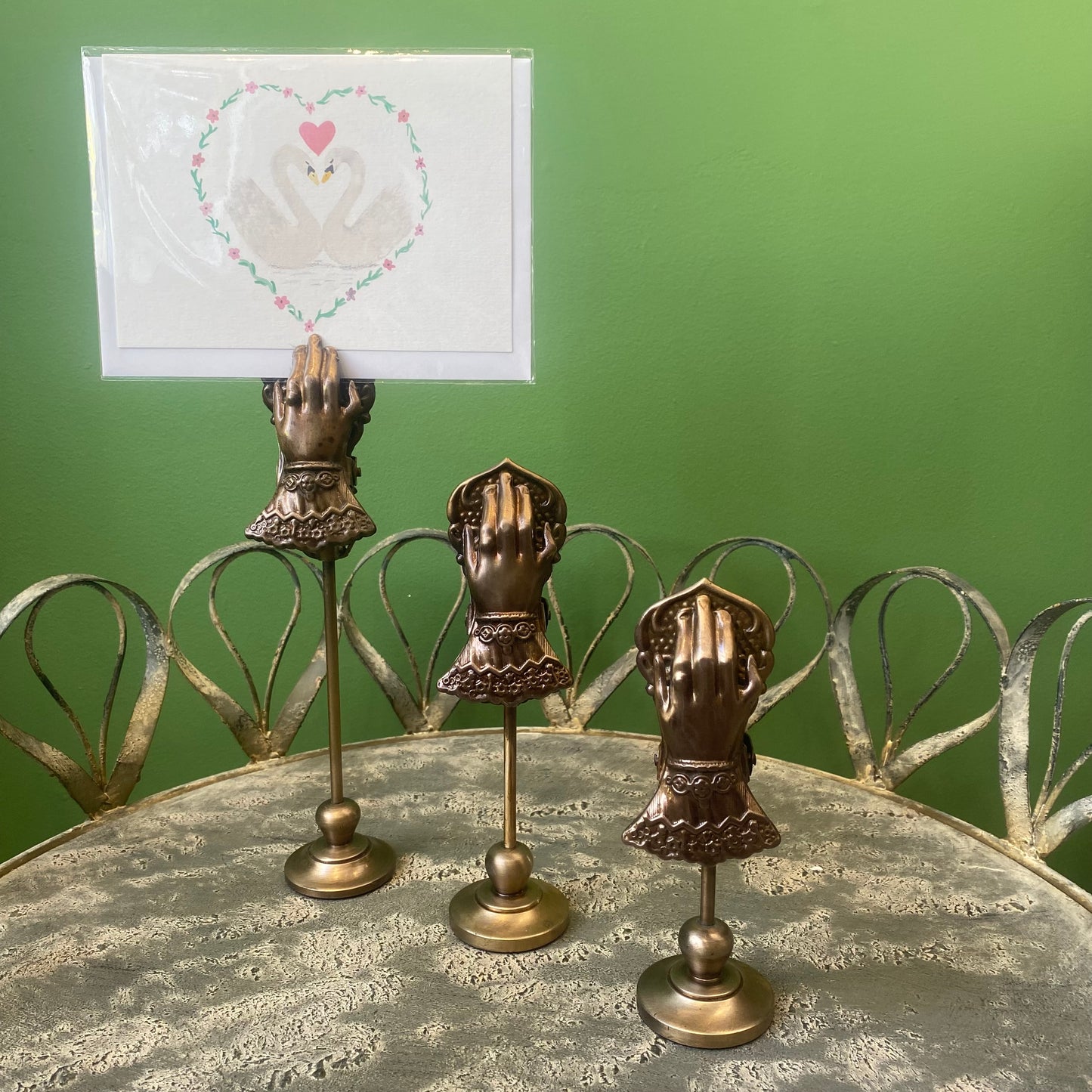 Set of Three Victorian Style Brass Hand Clip Holders