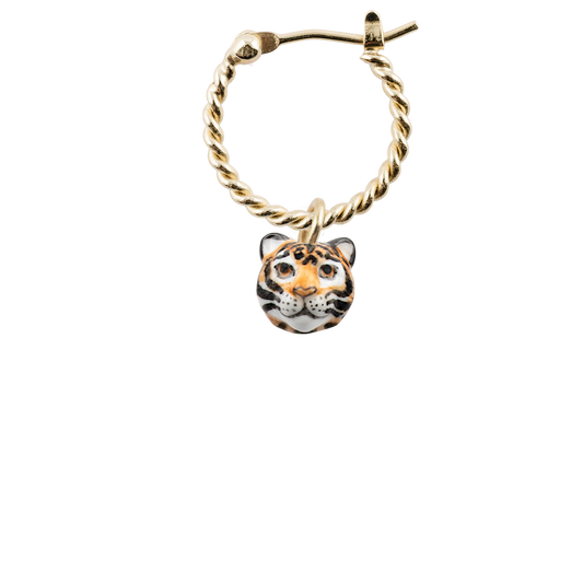 Nach Tiger Head Mini Earring Hoops, Handmade, Hand Painted