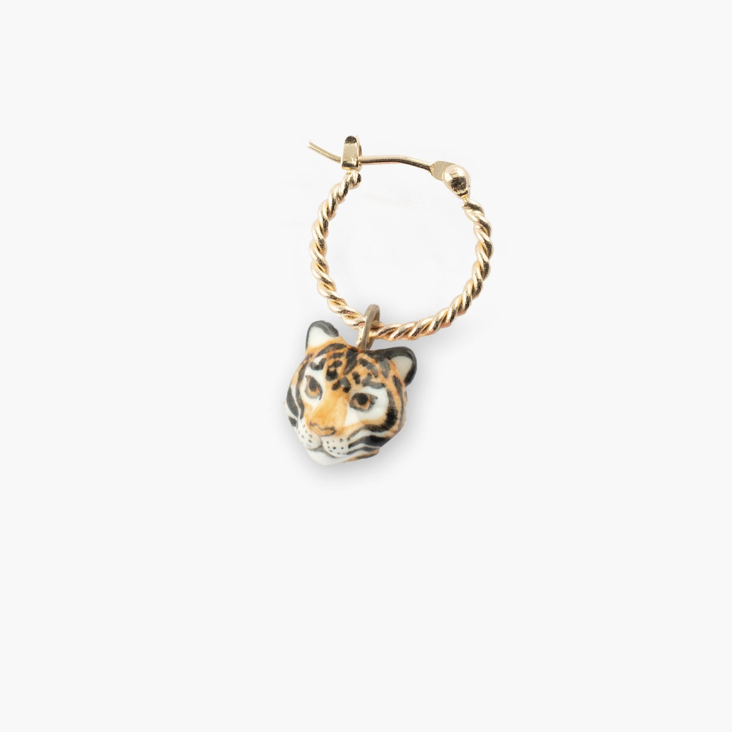 Nach Tiger Head Mini Earring Hoops, Handmade, Hand Painted