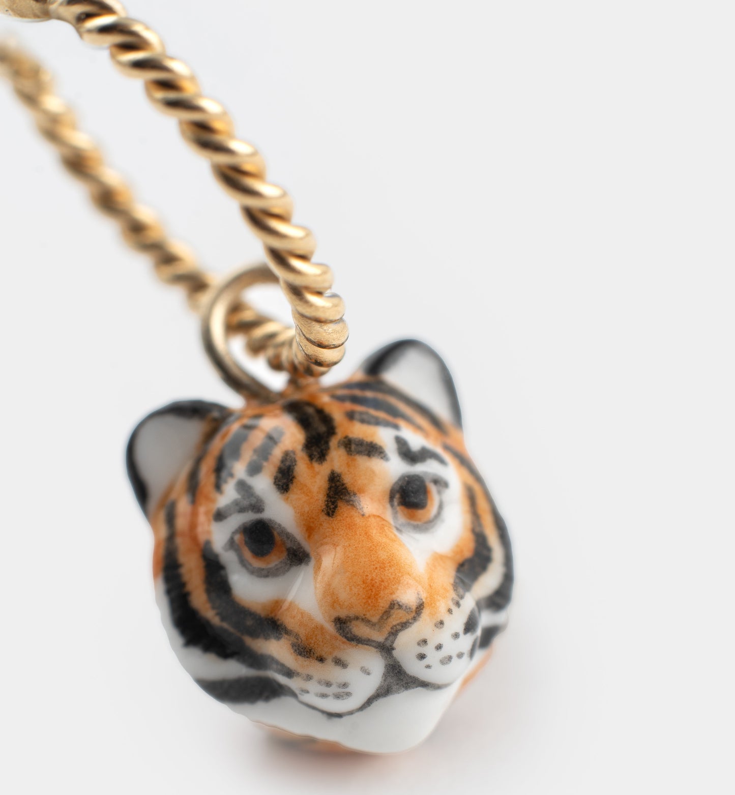 Nach Tiger Head Mini Earring Hoops, Handmade, Hand Painted