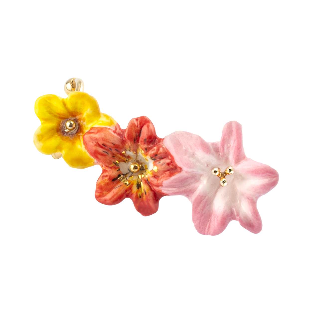 Nach Porcelain Tropical Flowers Ear Cuff Earrings, Handmade, Handpainted