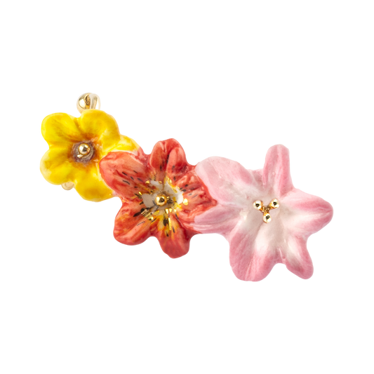 Nach Porcelain Tropical Flowers Ear Cuff Earrings, Handmade, Handpainted