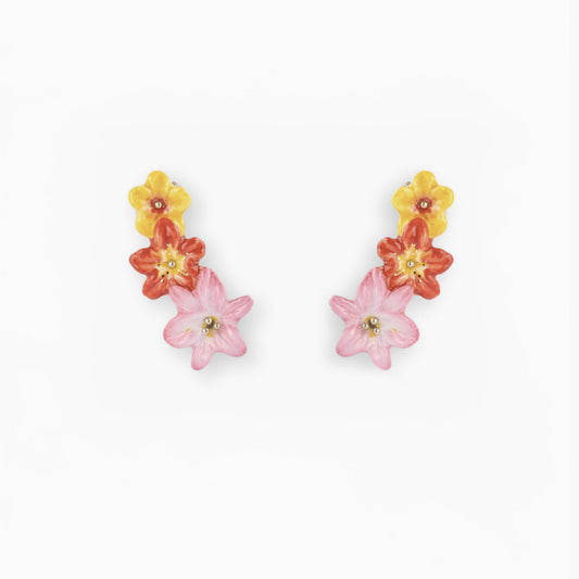 Nach Porcelain Tropical Flowers Ear Cuff Earrings, Handmade, Handpainted