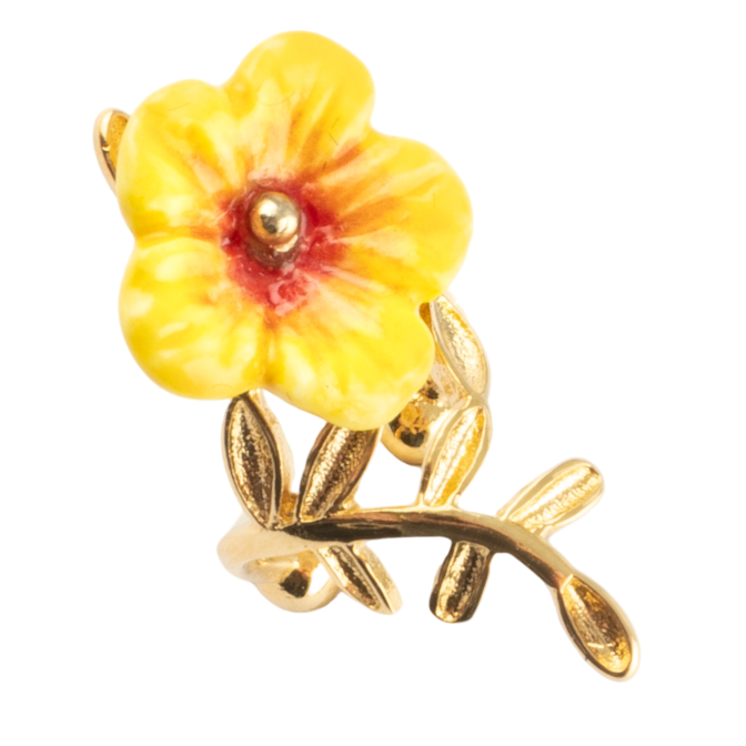 Nach Yellow Hibiscus Ear Cuff Earring, Handmade, Hand Painted