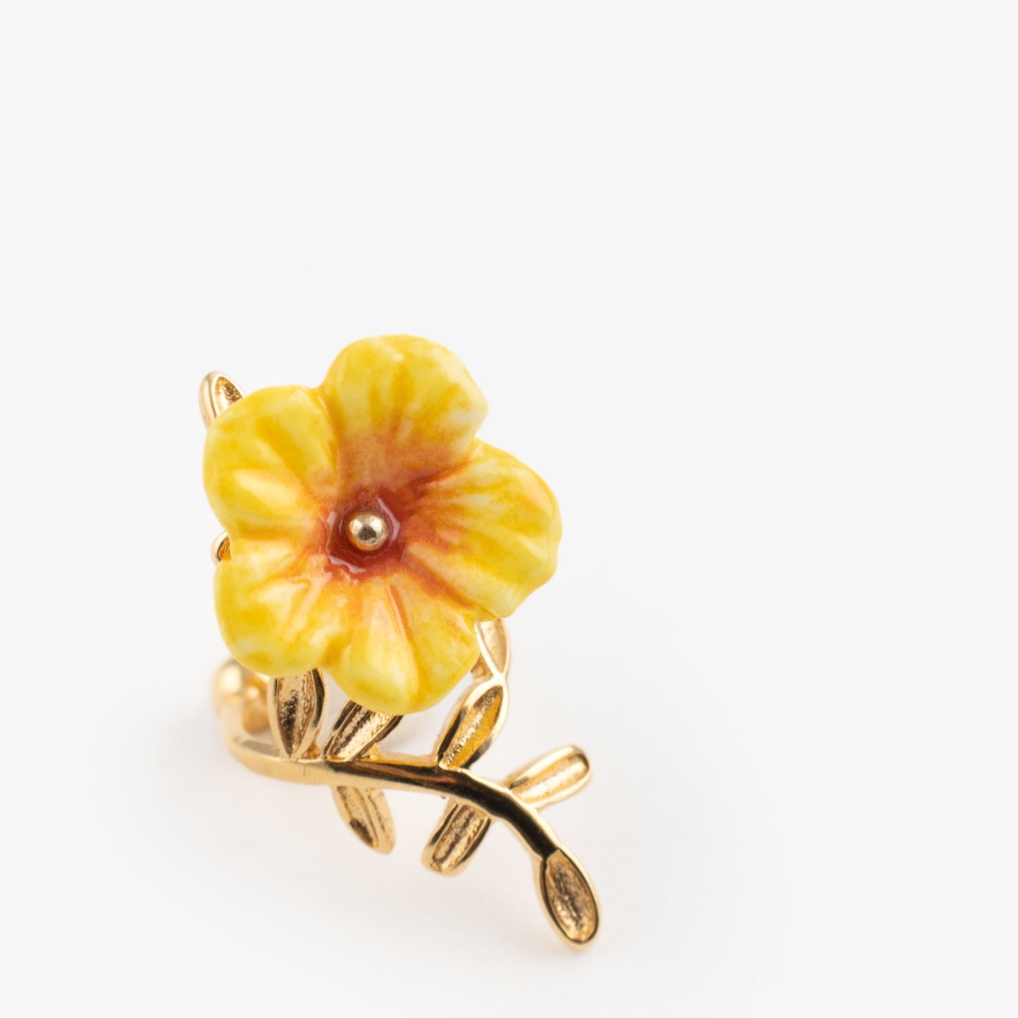 Nach Yellow Hibiscus Ear Cuff Earring, Handmade, Hand Painted