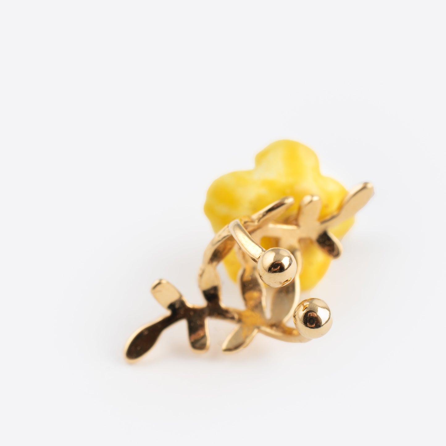 Nach Yellow Hibiscus Ear Cuff Earring, Handmade, Hand Painted