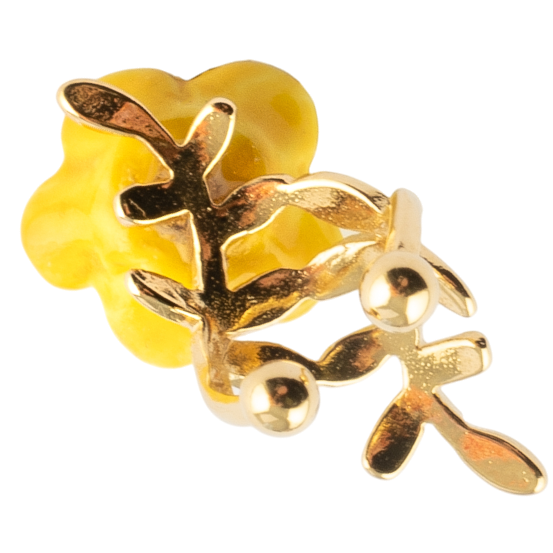 Nach Yellow Hibiscus Ear Cuff Earring, Handmade, Hand Painted