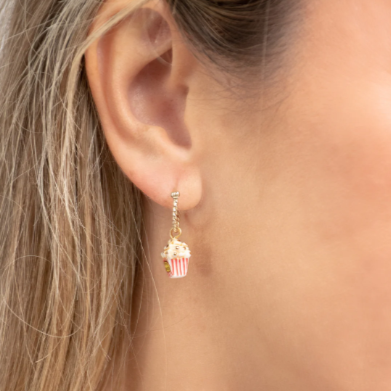 Nach Popcorn Bucket Mini Earrings, Handmade, Hand Painted
