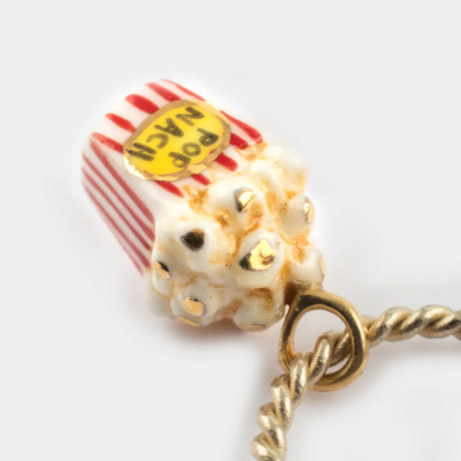 Nach Popcorn Bucket Mini Earrings, Handmade, Hand Painted