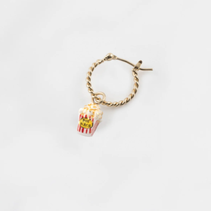 Nach Popcorn Bucket Mini Earrings, Handmade, Hand Painted