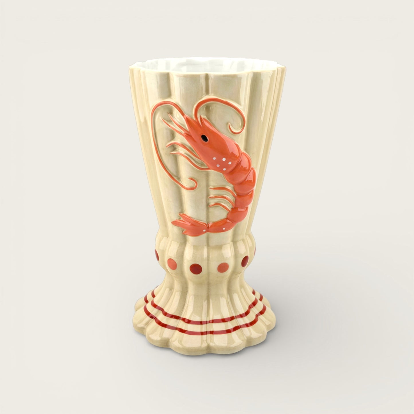 Whimsical Shrimp Motif Crustacean Vase