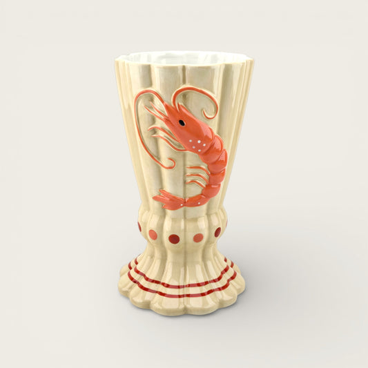 Whimsical Shrimp Motif Crustacean Vase