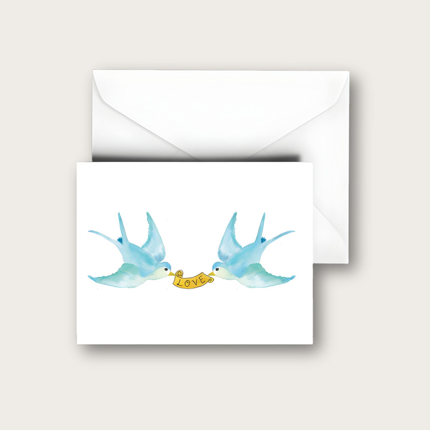 Lovebirds Banner Blank Greeting Card